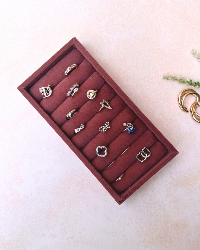Velvet Rings Cufflinks Organizer Mini Jewellery Tray | 8 x 4 inches