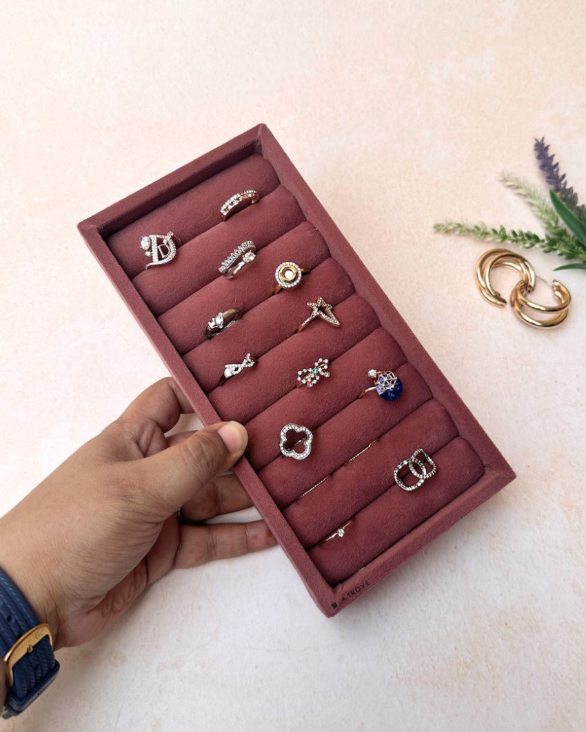 Velvet Rings Cufflinks Organizer Mini Jewellery Tray | 8 x 4 inches