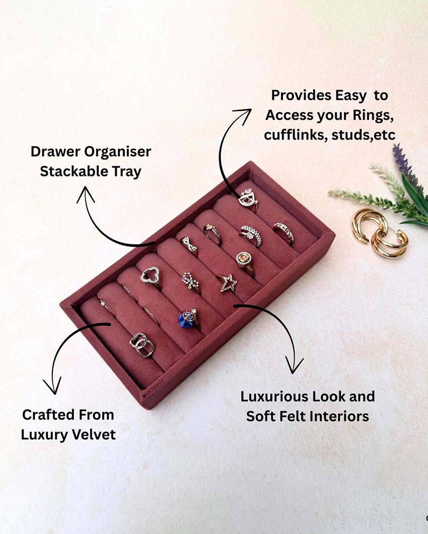 Velvet Rings Cufflinks Organizer Mini Jewellery Tray | 8 x 4 inches