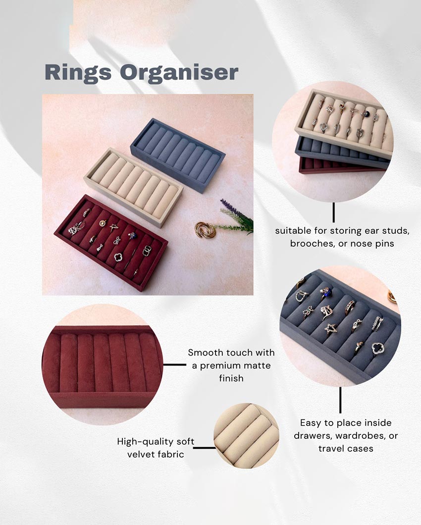 Velvet Rings Cufflinks Organizer Mini Jewellery Tray | 8 x 4 inches