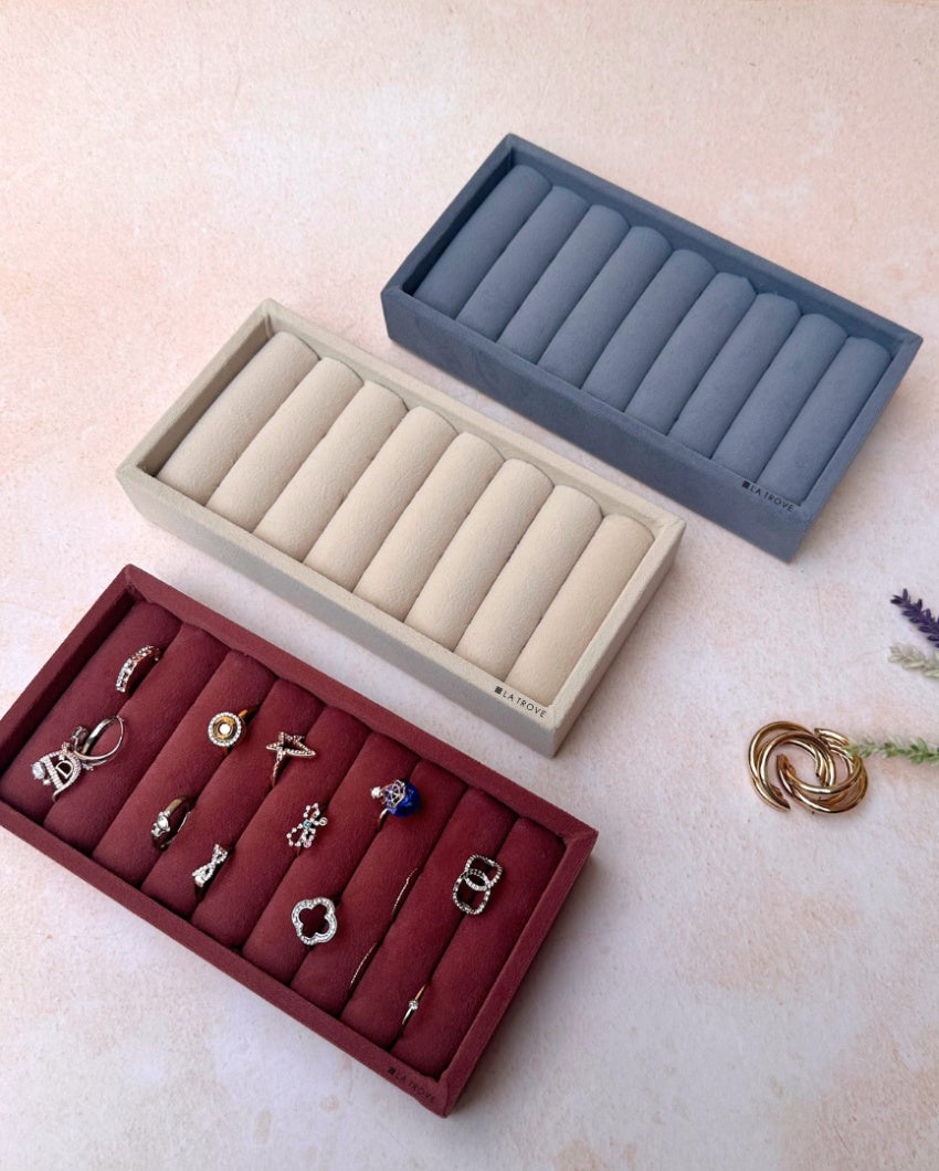 Velvet Rings Cufflinks Organizer Mini Jewellery Tray | 8 x 4 inches