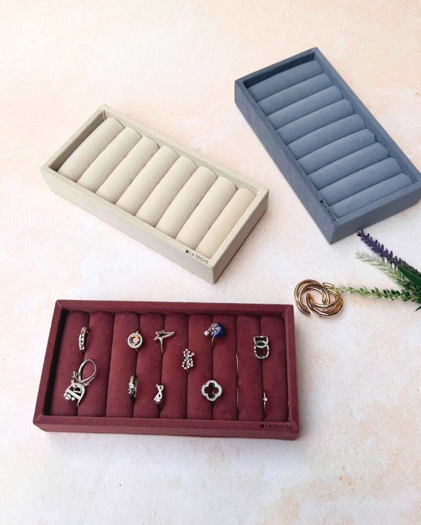 Velvet Rings Cufflinks Organizer Mini Jewellery Tray | 8 x 4 inches