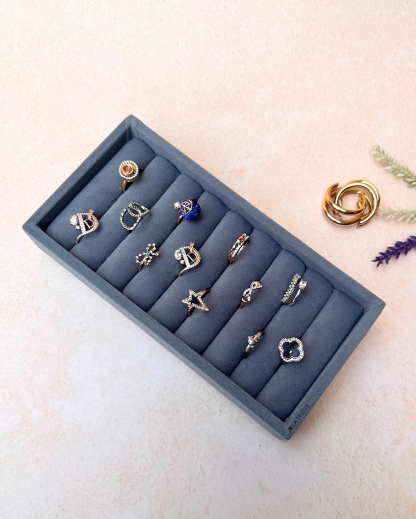 Velvet Rings Cufflinks Organizer Mini Jewellery Tray | 8 x 4 inches