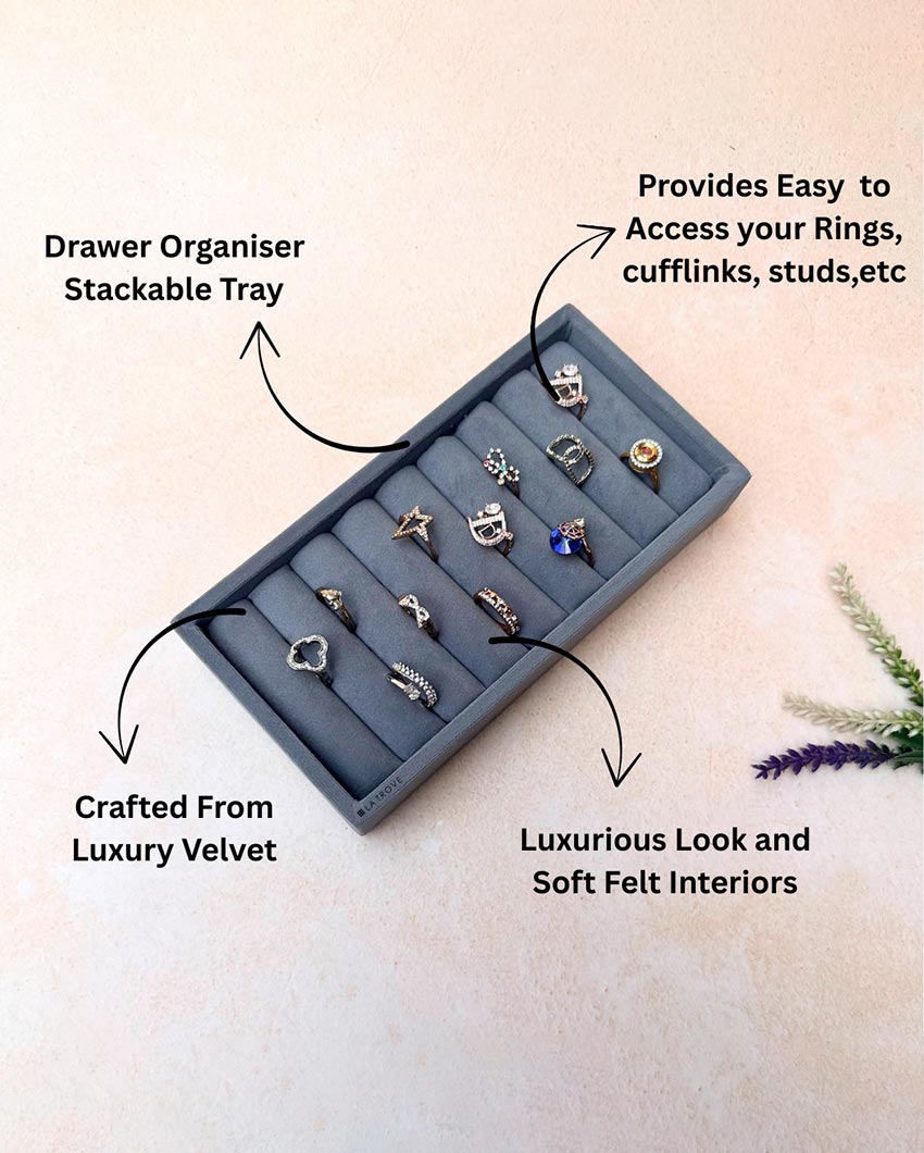 Velvet Rings Cufflinks Organizer Mini Jewellery Tray | 8 x 4 inches