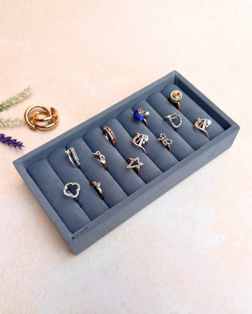 Velvet Rings Cufflinks Organizer Mini Jewellery Tray | 8 x 4 inches