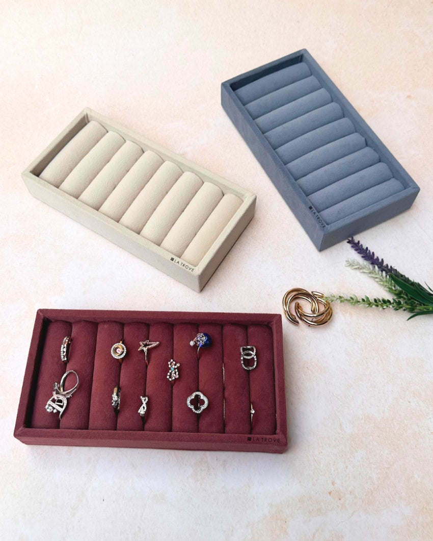 Velvet Rings Cufflinks Organizer Mini Jewellery Tray | 8 x 4 inches