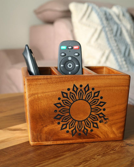 Mandala Teak Wood Multi Remote Holder