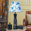 Black Floral Impressed With Lamp Blue Floral Shade