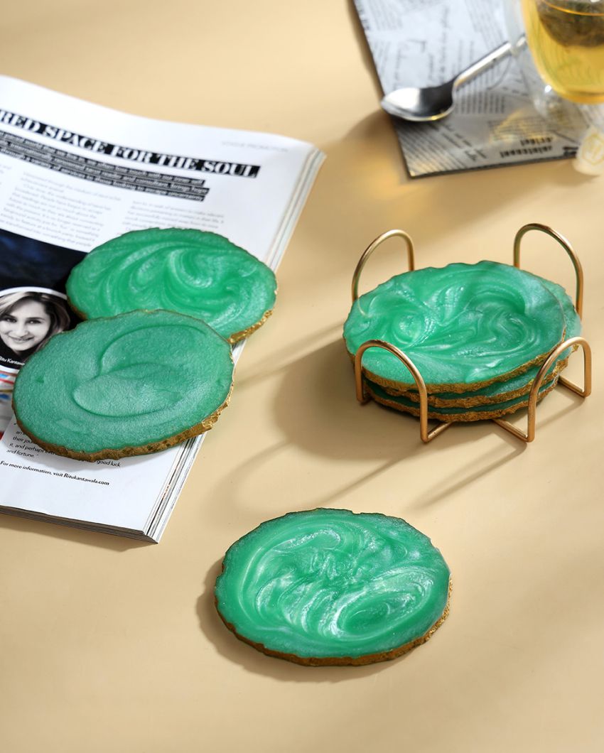 Kitchenware Resin Oval Coasters with Stand | Set of 7