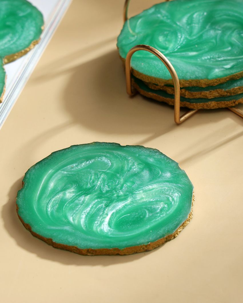 Kitchenware Resin Oval Coasters with Stand | Set of 7