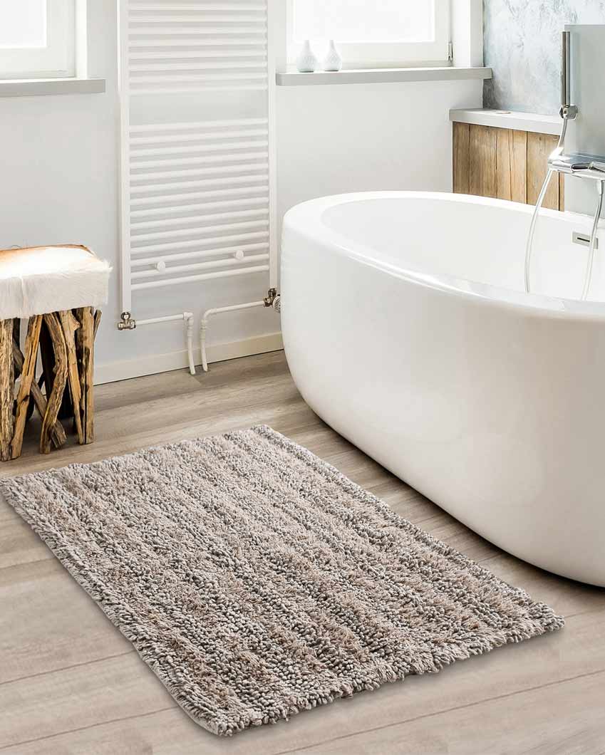 Tufted Striped Cotton Bathroom Rug | Multiple Colors | 24 x 16 inches