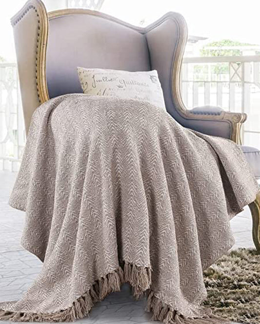 Classy Grey Cotton Throw | 71 x 51 inches