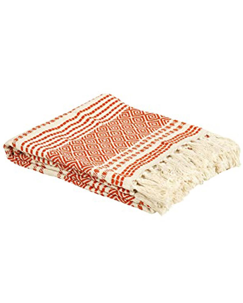 Diamond Striped Pattern Cotton Throw