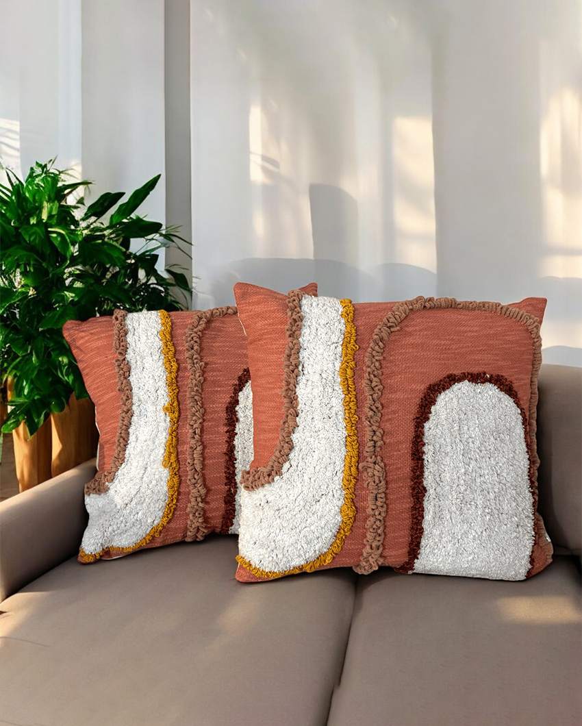 Warm Sunset Arc Tufted Cushion Cover | 18 x 18 inches