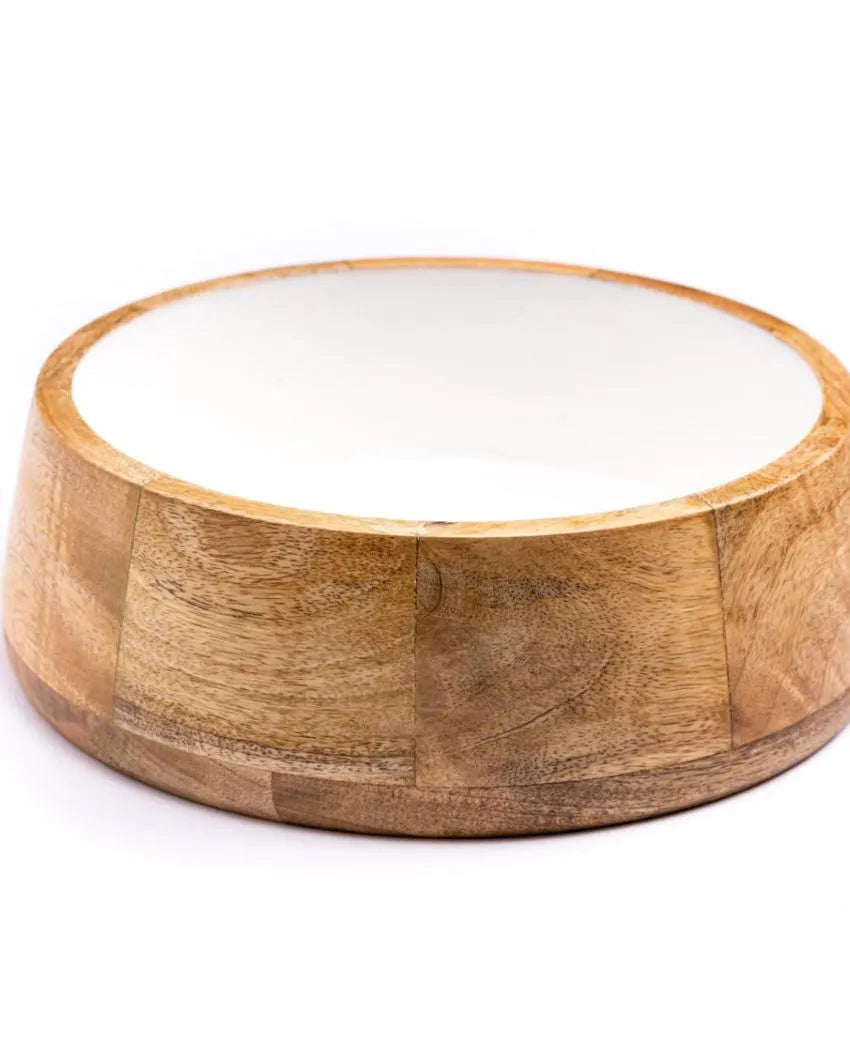 White Serving Wodden Bowl 9 Inches