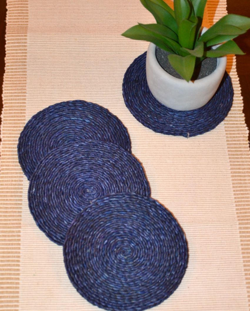 Versatile Handwoven Sabai Grass Coasters | Set of 4 | 6 inches