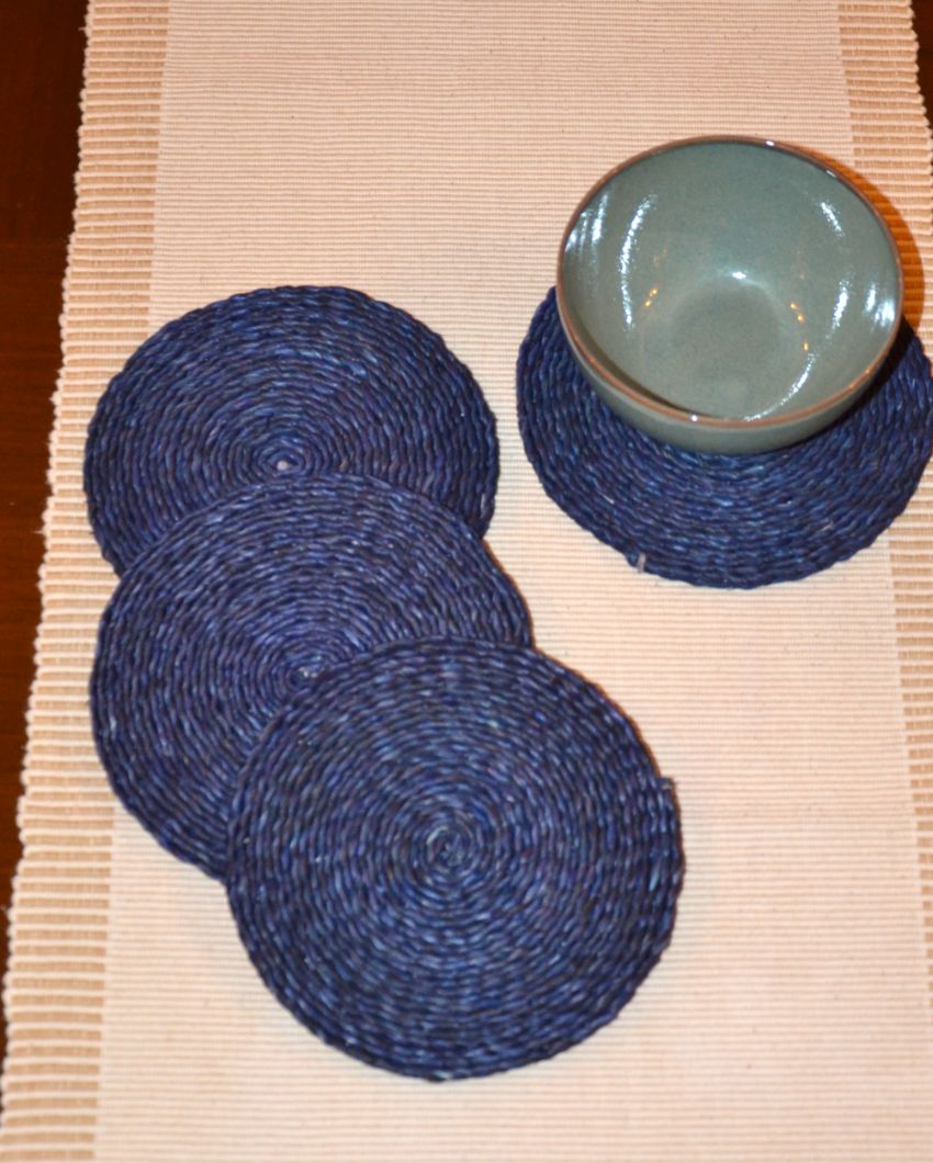 Versatile Handwoven Sabai Grass Coasters | Set of 4 | 6 inches