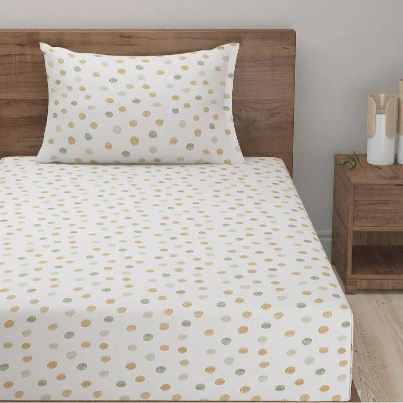 Dark Green Motifs Exclusive Print Cotton Satin Bedding Set Single Size