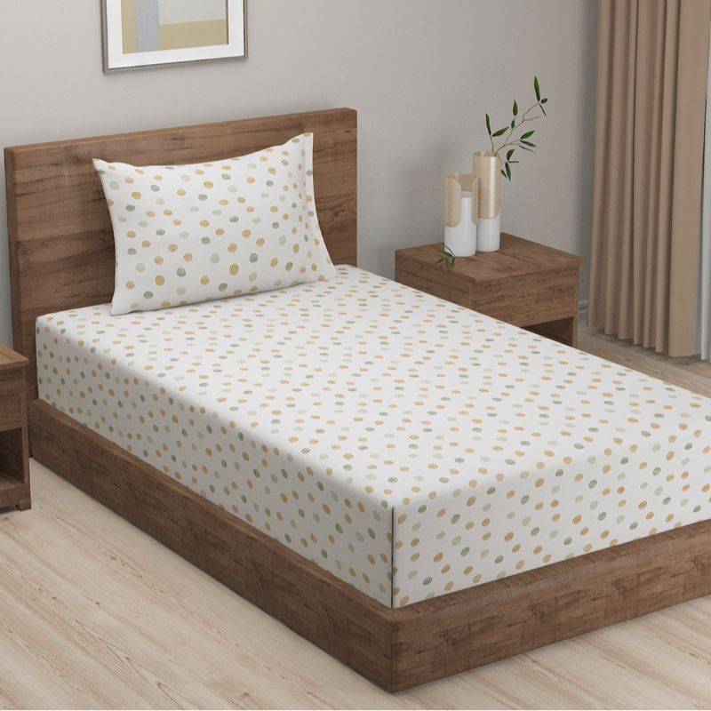 Dark Green Motifs Exclusive Print Cotton Satin Bedding Set Single Size