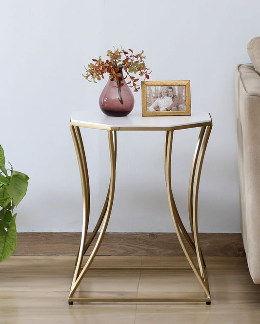 Santo End Table Metal in Gold Finish