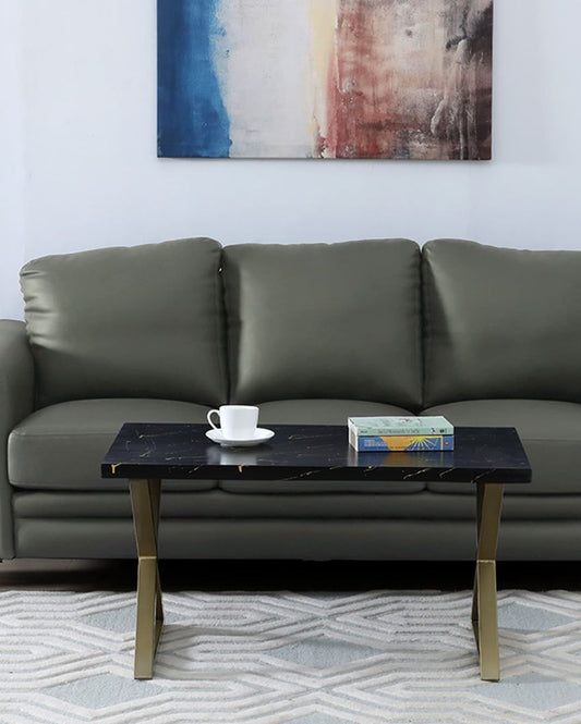 Akin Cross Metal Legs Coffee Table | 35 x 22 x 18 inches