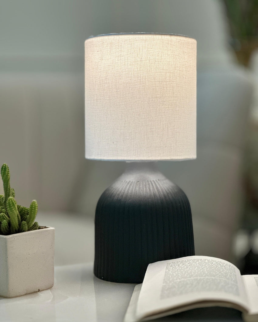 Beautiful Design White Shade Ribbed Table Lamp | 6 x 13 inches