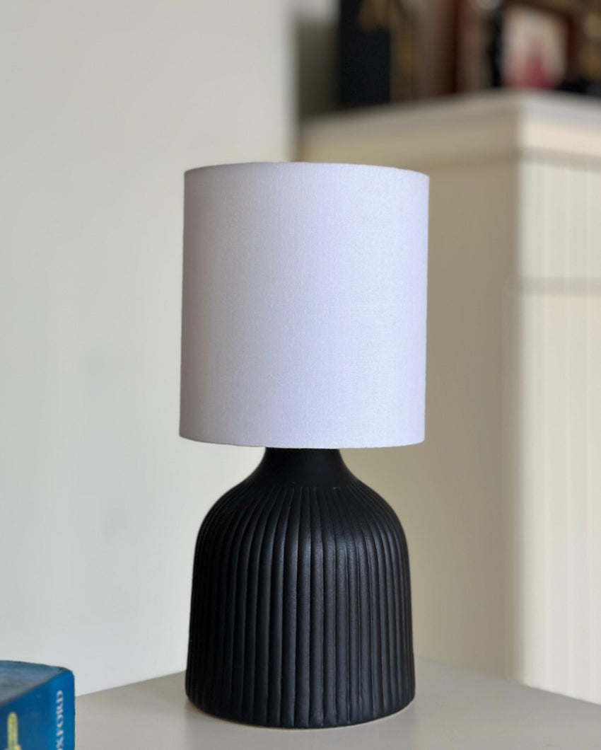 Beautiful Design White Shade Ribbed Table Lamp | 6 x 13 inches