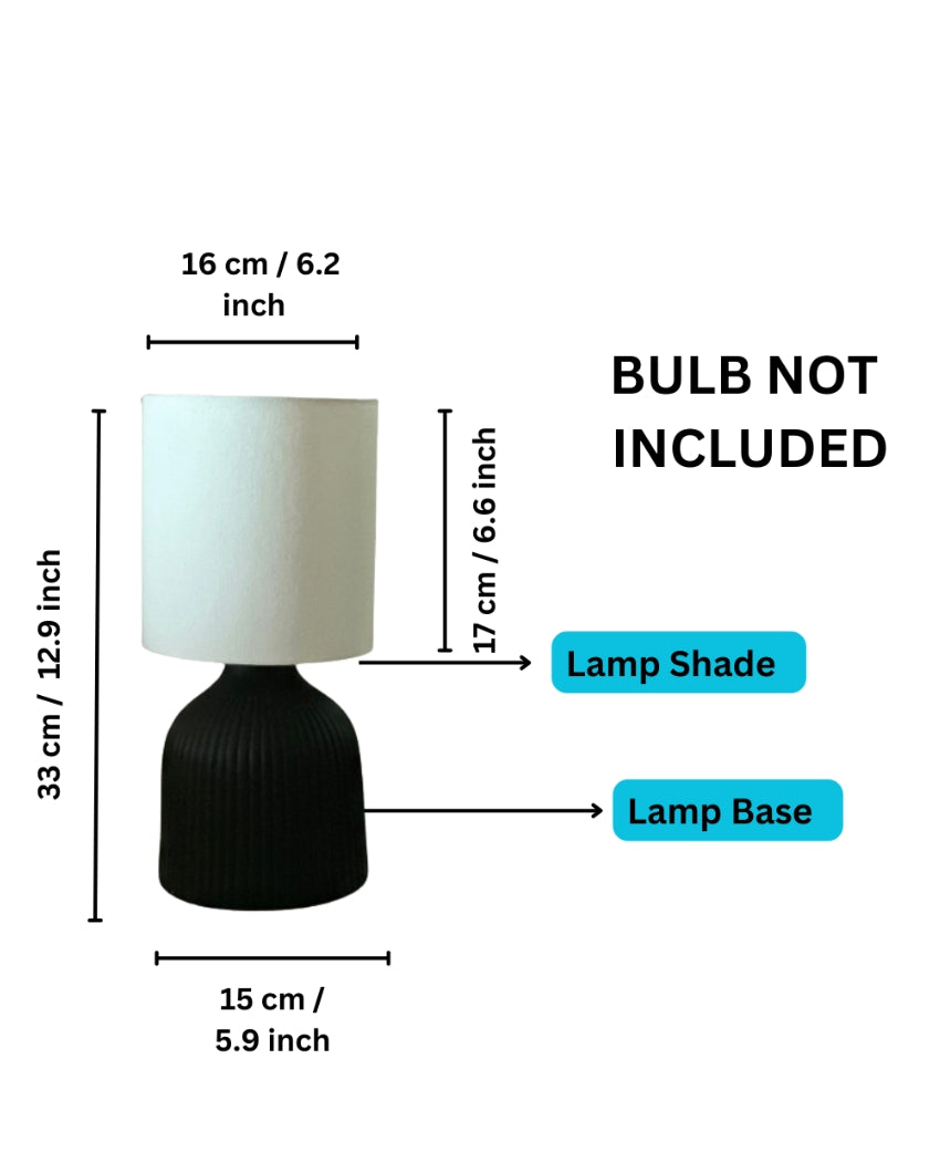 Beautiful Design White Shade Ribbed Table Lamp | 6 x 13 inches