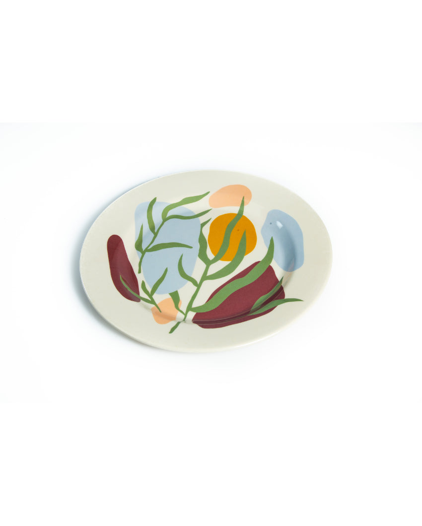 Green Floral Non Toxic Eco Friendly Bamboo Dinner Plates | 11 inches