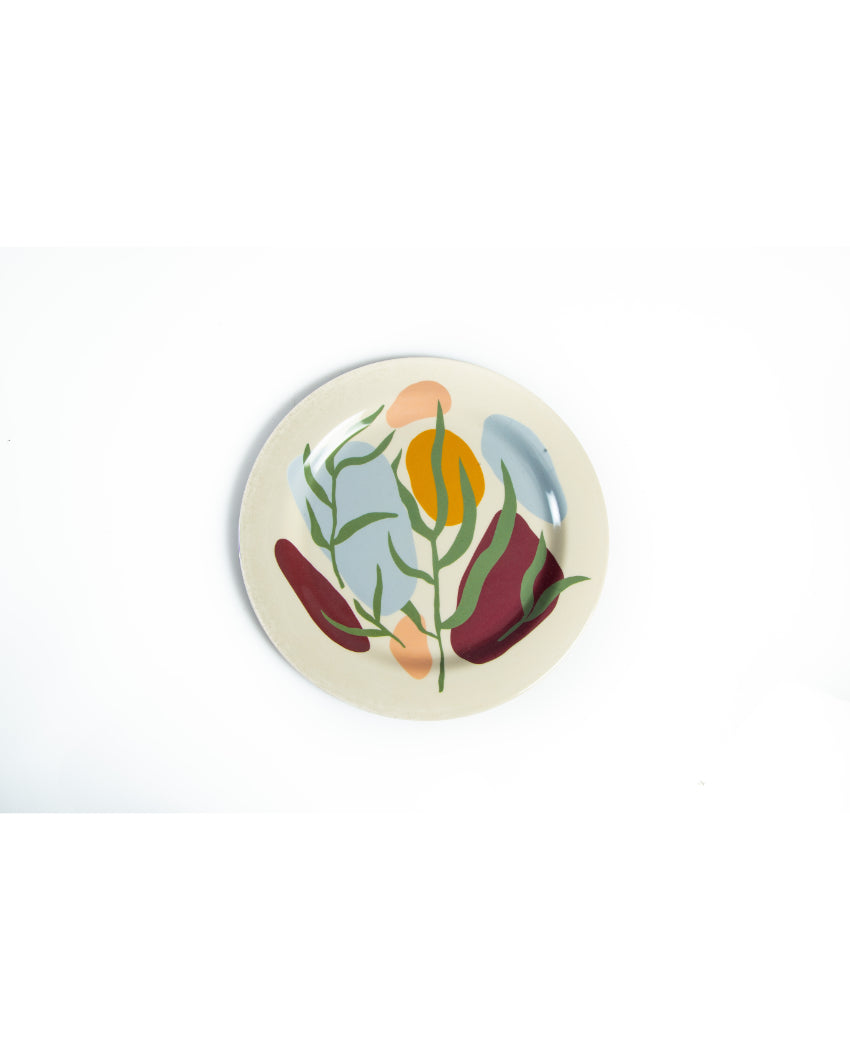 Green Floral Non Toxic Eco Friendly Bamboo Dinner Plates | 11 inches