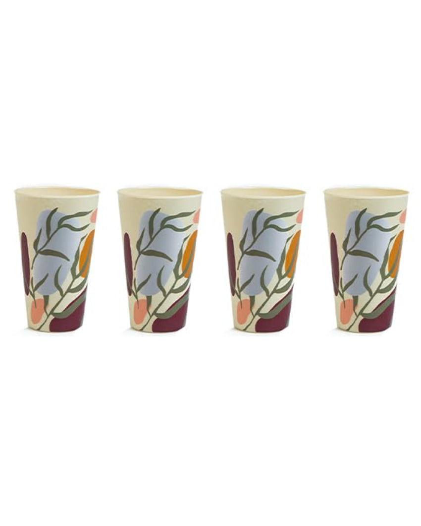 Green Floral Non Toxic Eco Friendly Bamboo Tumblers | 400ml | 4 x 5 inches