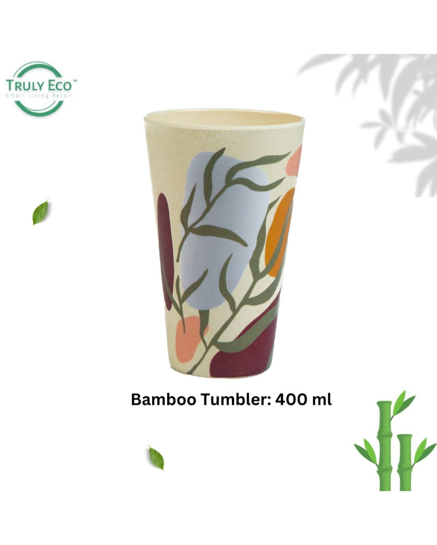 Green Floral Non Toxic Eco Friendly Bamboo Tumblers | 400ml | 4 x 5 inches