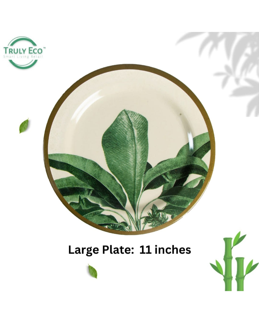 Green Leaf Non Toxic Eco Friendly Bamboo Dinner Plates | 11 inches