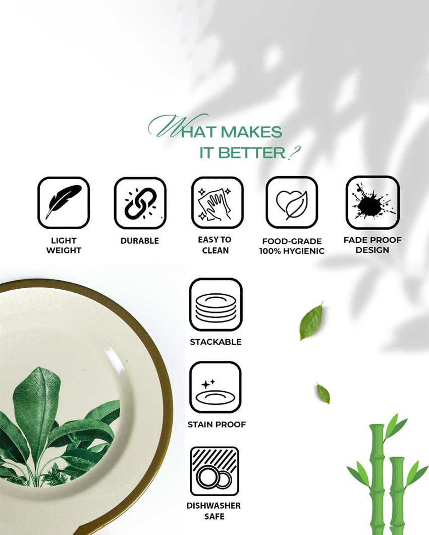 Green Leaf Non Toxic Eco Friendly Bamboo Dinner Plates | 11 inches