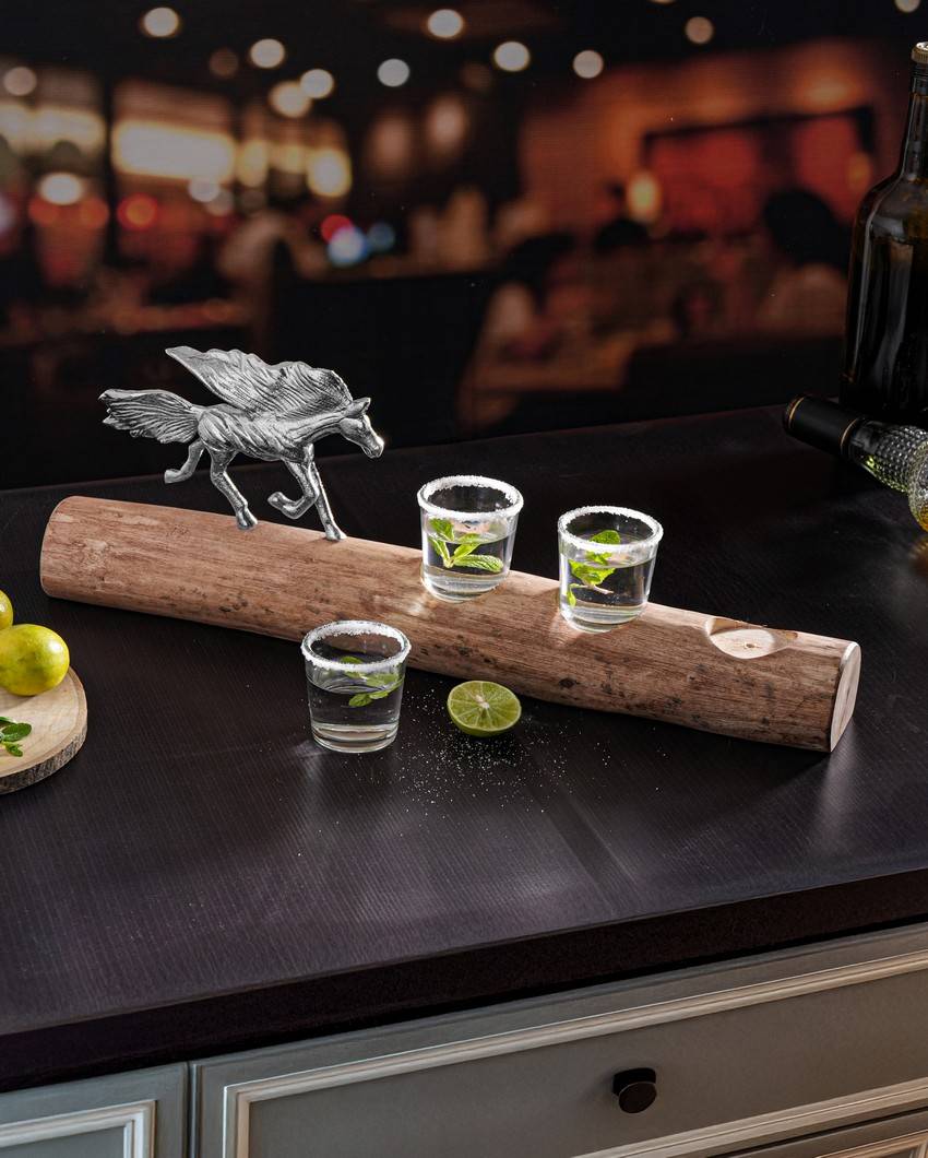 Unique Stallion Sips Shot Glasses with Stand | Pack of 4 | 7 x 2 x 3 inches