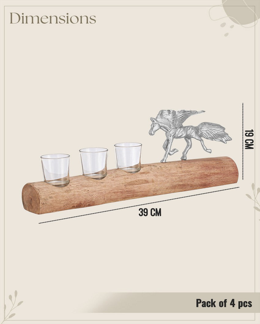 Unique Stallion Sips Shot Glasses with Stand | Pack of 4 | 7 x 2 x 3 inches