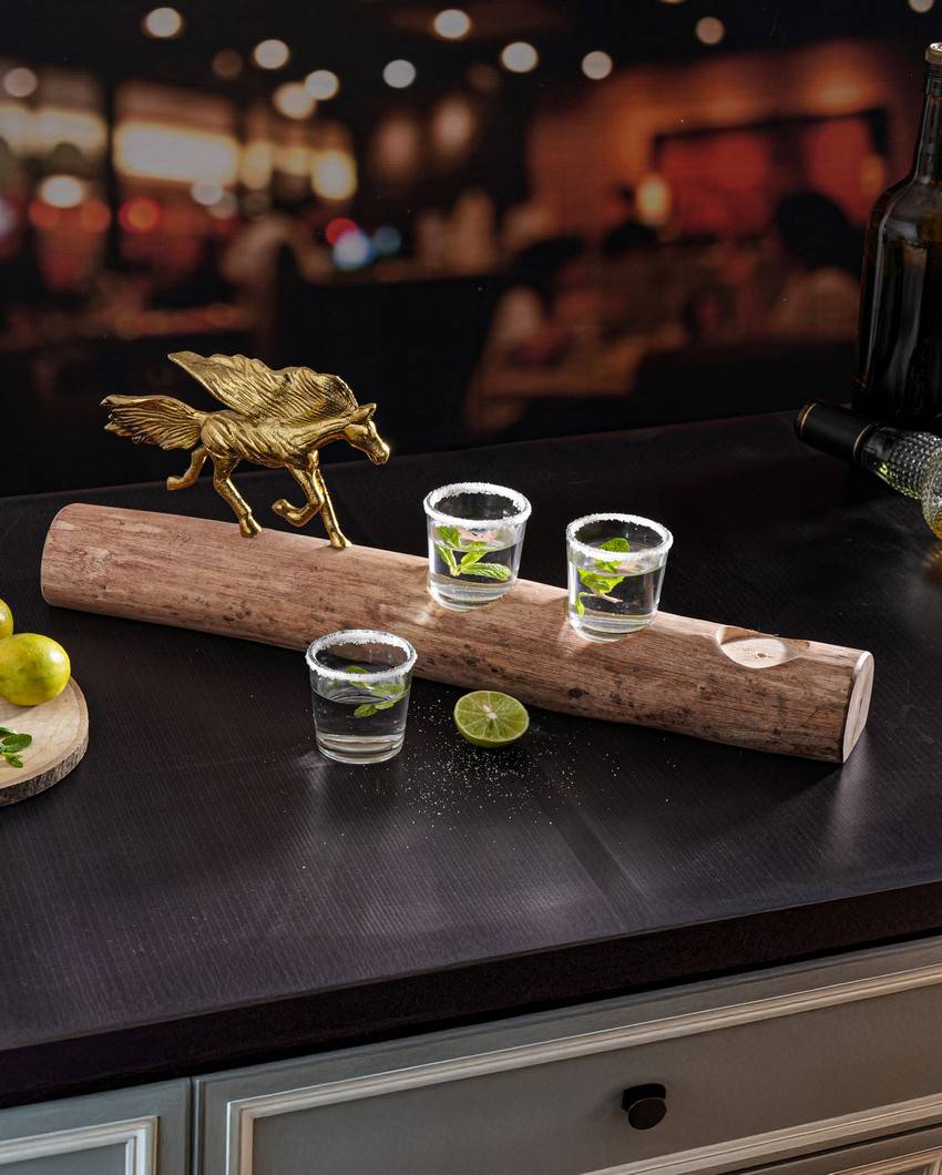 Unique Stallion Sips Shot Glasses with Stand | Pack of 4 | 7 x 2 x 3 inches