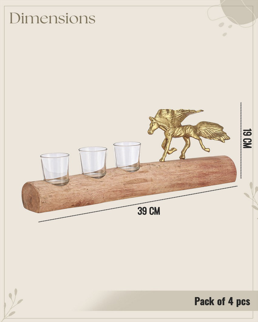Unique Stallion Sips Shot Glasses with Stand | Pack of 4 | 7 x 2 x 3 inches