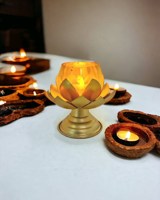 Lotus Glass Votive Tea Light Candle Stand