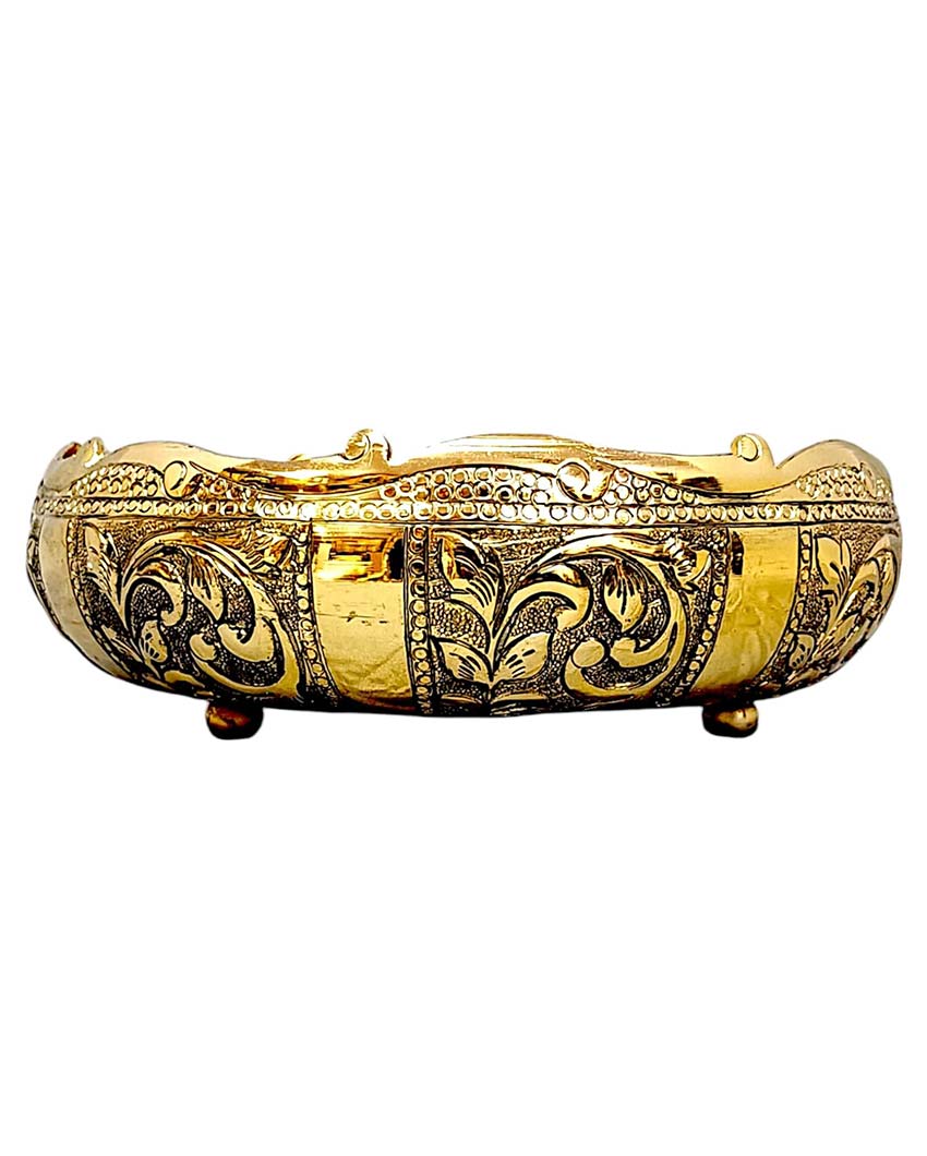 Refined Brass Embossed Urli | 10 x 3 inches | 1.5 liters