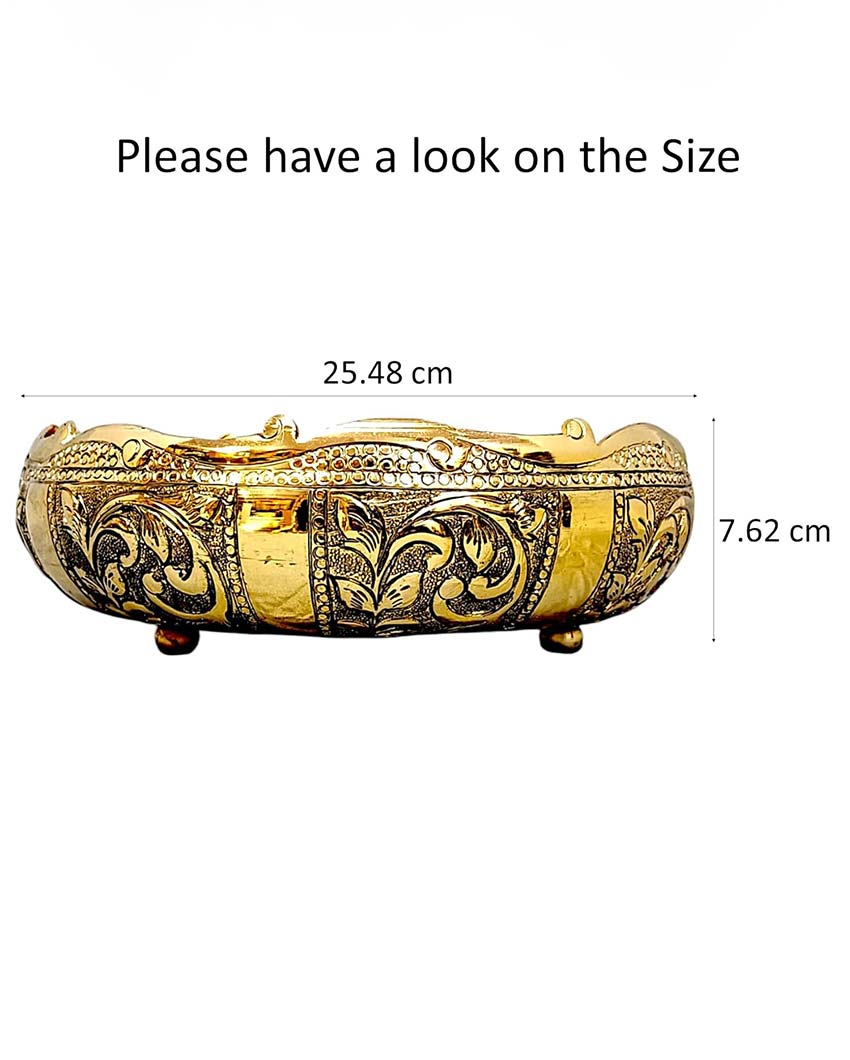 Refined Brass Embossed Urli | 10 x 3 inches | 1.5 liters