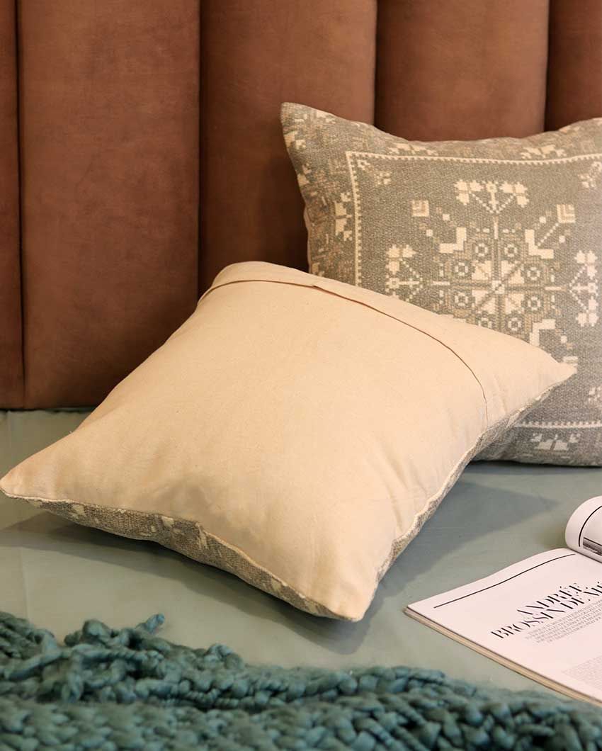 Snow Flask Design Printed Cushion Covers | Set of 2 | 16 X 16 Inches