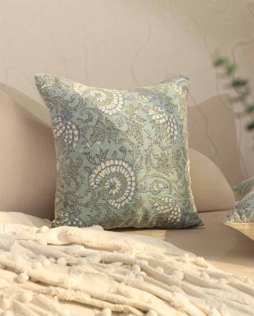 Wild Leafs Printed Design Cushion Covers | Set of 2 | 16 X 16 Inches