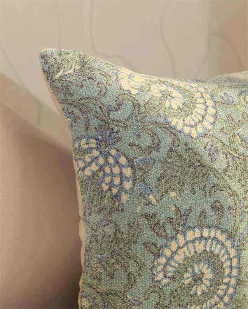 Wild Leafs Printed Design Cushion Covers | Set of 2 | 16 X 16 Inches