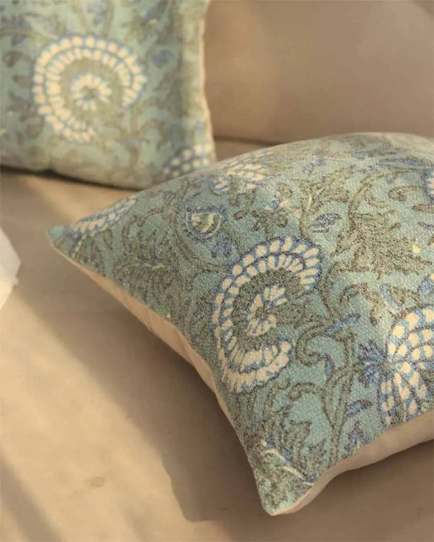 Wild Leafs Printed Design Cushion Covers | Set of 2 | 16 X 16 Inches