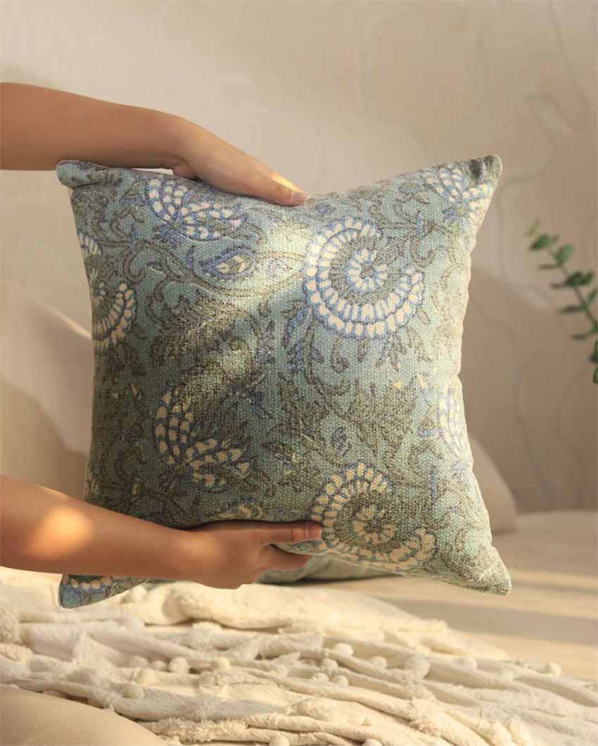 Wild Leafs Printed Design Cushion Covers | Set of 2 | 16 X 16 Inches