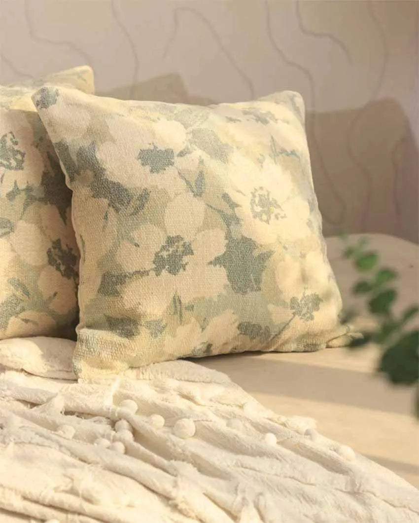 Greenery Elegance Printed Cushion Covers | Set of 2 | 16 X 16 Inches