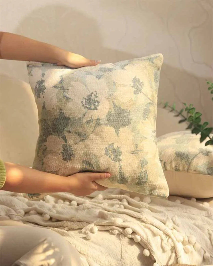 Greenery Elegance Printed Cushion Covers | Set of 2 | 16 X 16 Inches