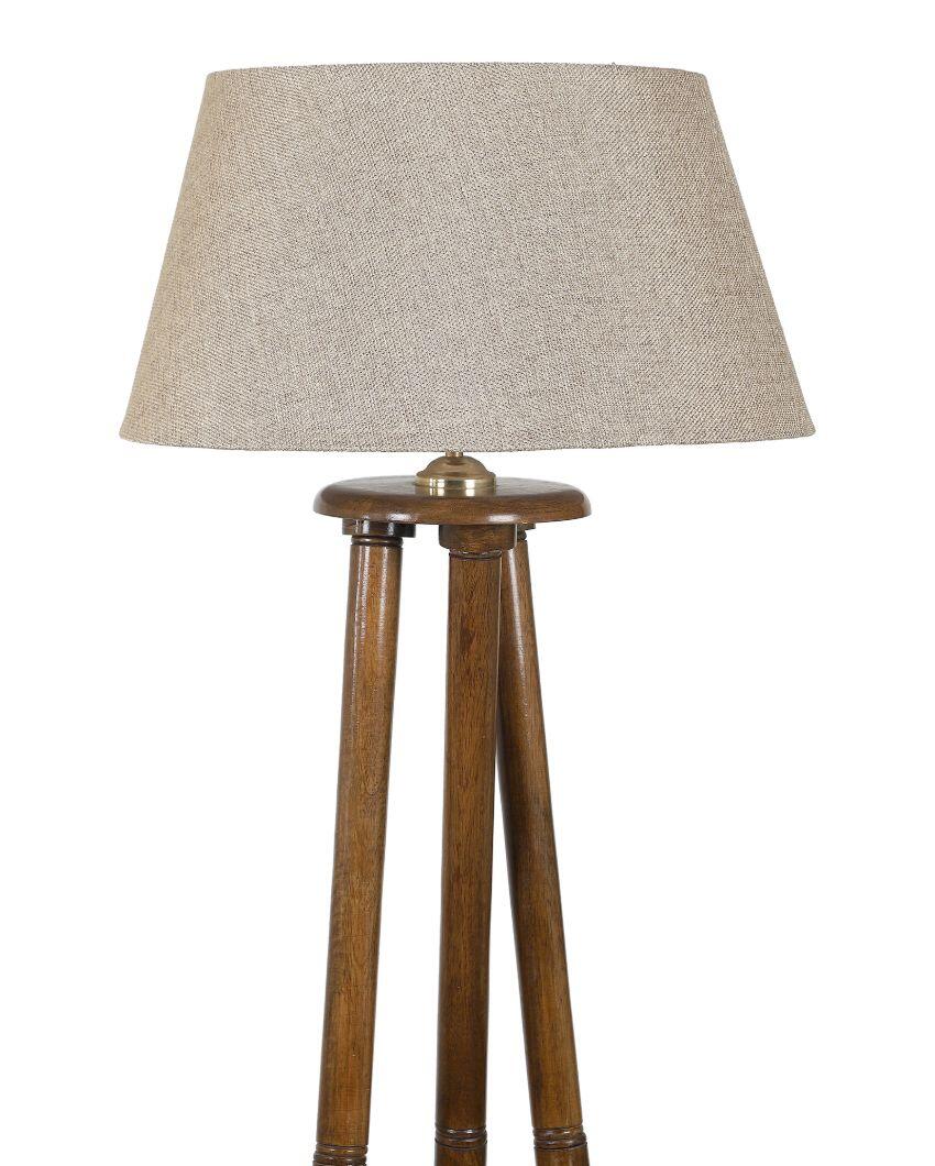 Artistic Detailing Mango Wood Base Floor Lamp with Jute Shade | Bulb Not Included | 14 x 14 x 58 inches