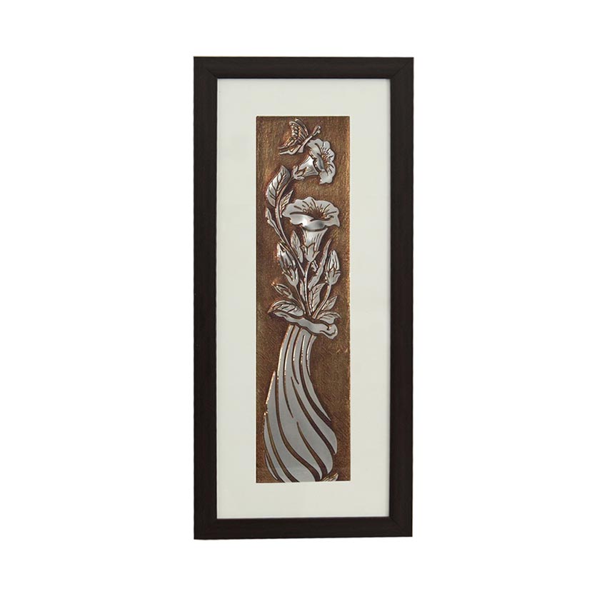 Luxury Flower Vase Wall Painting Perfect With Brown Frame | 10 x 23 inches